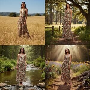 Coco & Jaimeson Floral Maxi Dress S |  Pink Green Cottagecore, Festival, Boho